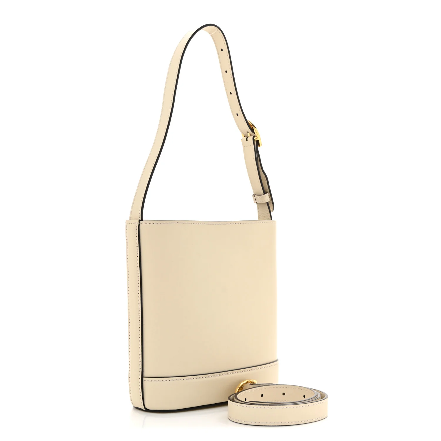 Arabella Calfskin Horsebit 73 Mini Bucket Bag White - Top Club