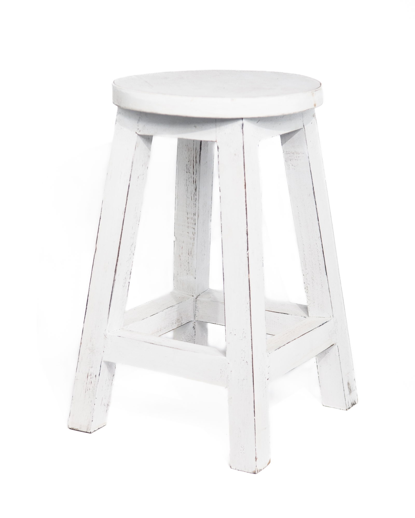 Houten krukje wit whitewash