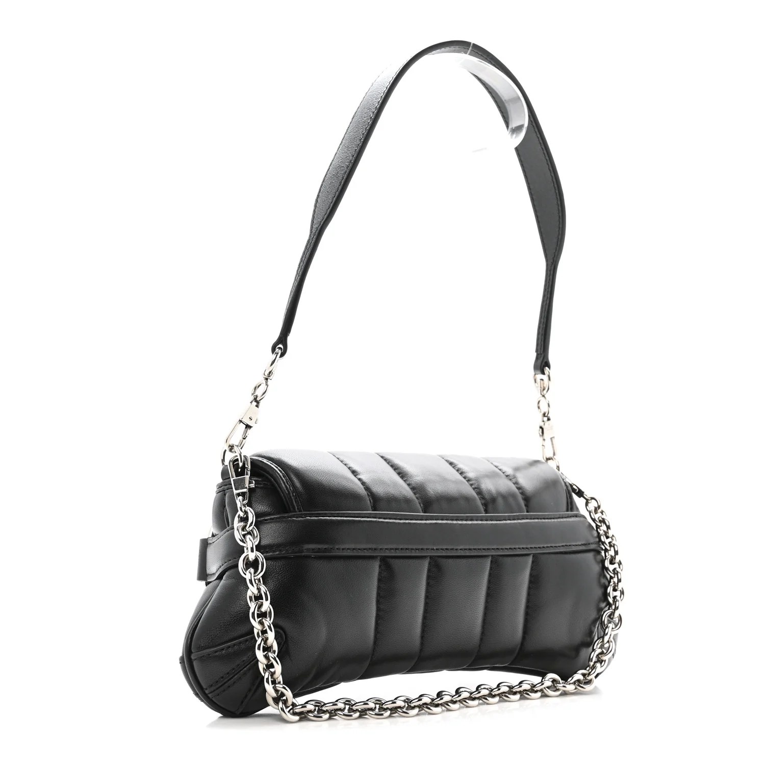 Nappa Vertical Matelasse Small Maxi Horsebit Chain Shoulder Bag Black - Top Club