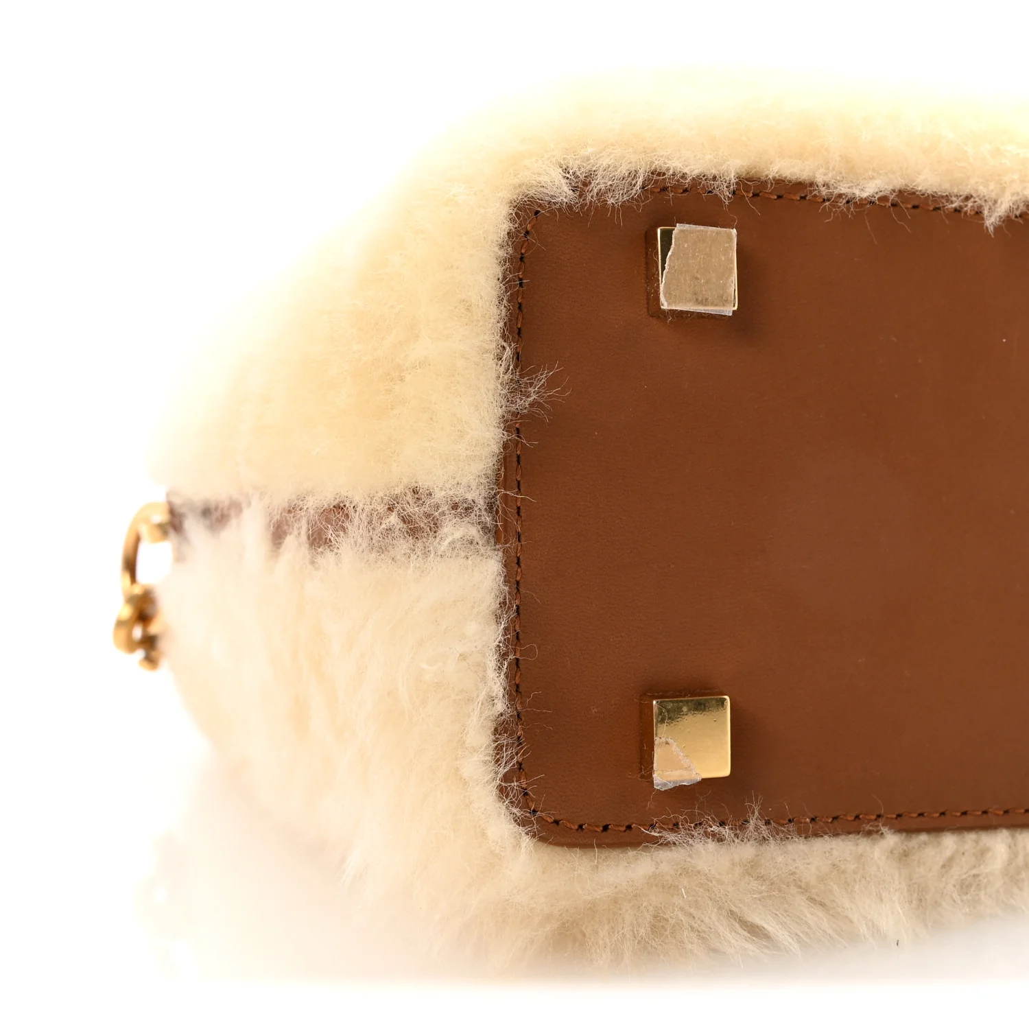 Shearling Le 37 Mini Bucket Bag Cream - Top Club