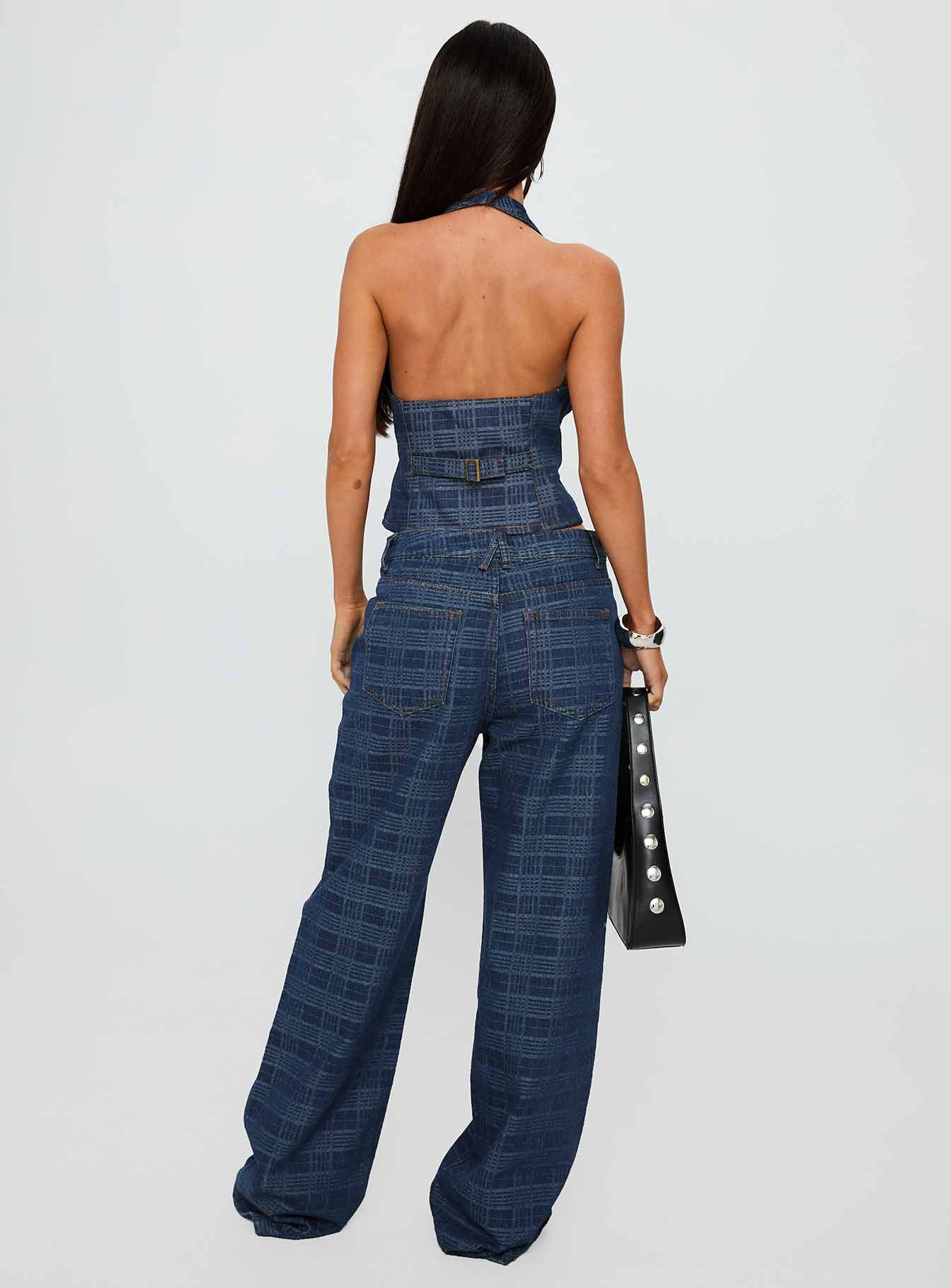 Renewal Halter Top Indigo Plaid