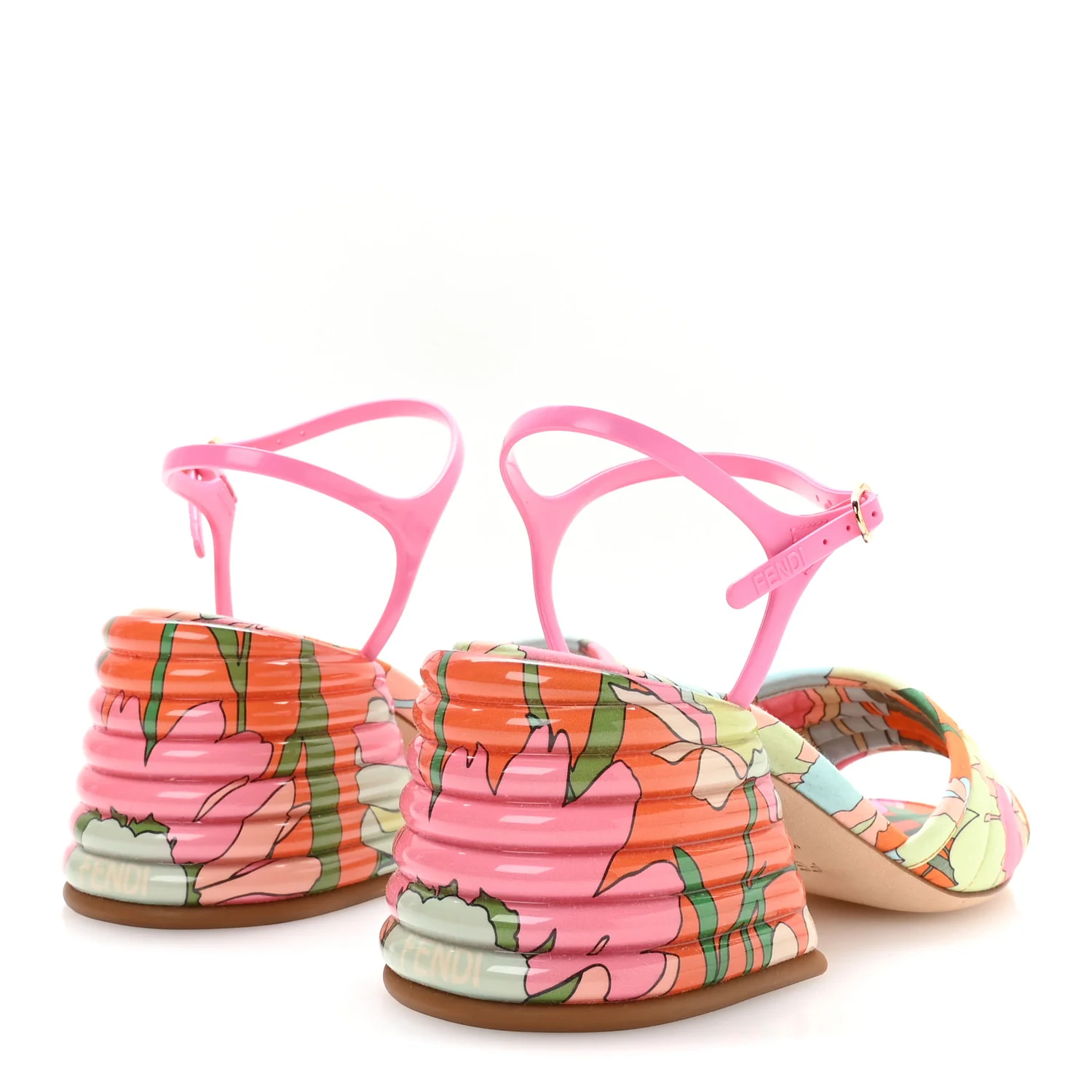 Fabric Calfskin Promenade Slingback Sandals 35 Arancio Multicolor Lipstick - Top Club