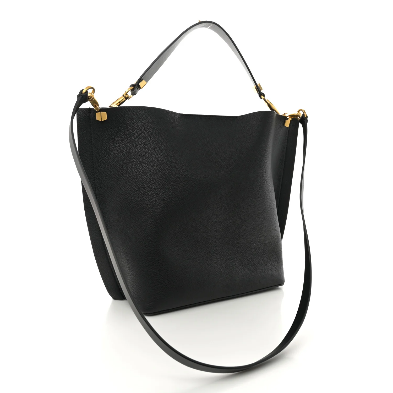 Grainy Calfskin VLogo Escape Hobo Bag Black - Top Club