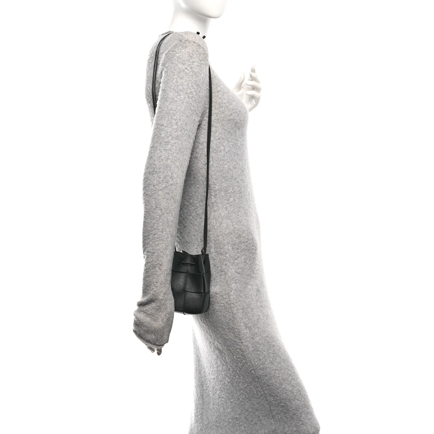 Nappa Maxi Intrecciato Mini Cassette Bucket Bag Black