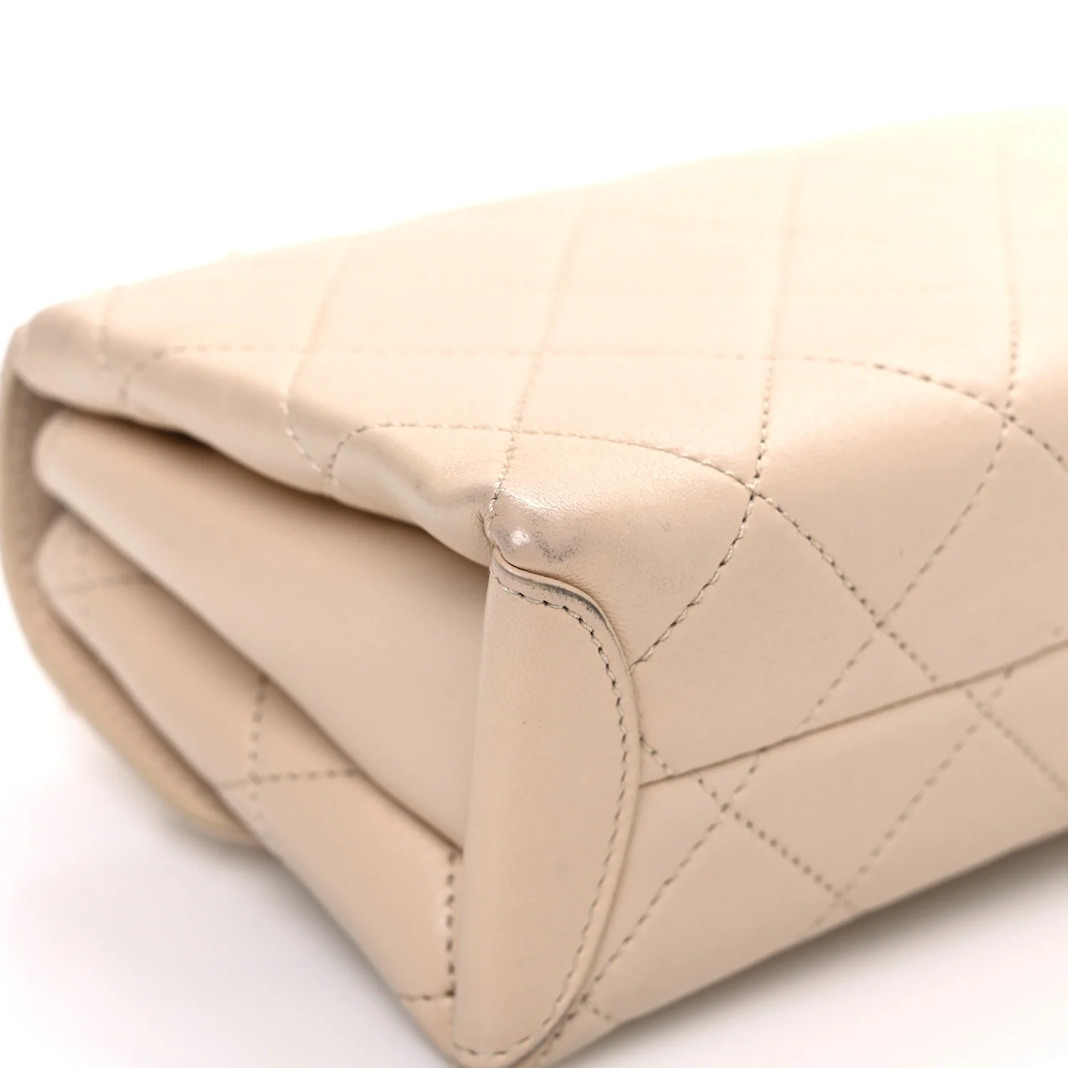 Lambskin Quilted Small Trendy Spirit Top Handle Bag Beige - Top Club