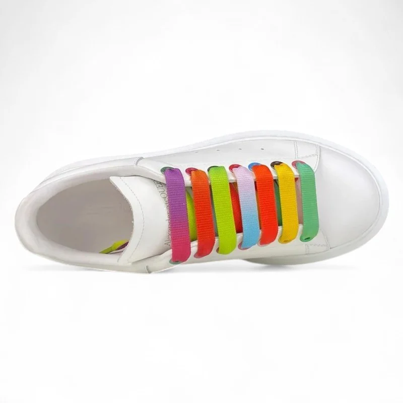 Alexander McQueen Oversized Sneakers – White with Rainbow Laces - Sneaker Replica Workshop