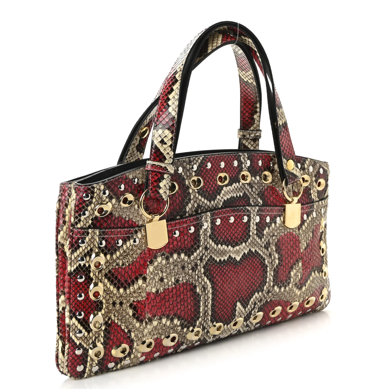 Snakeskin Large Arli Top Handle Bag Pink Beige - Top Club