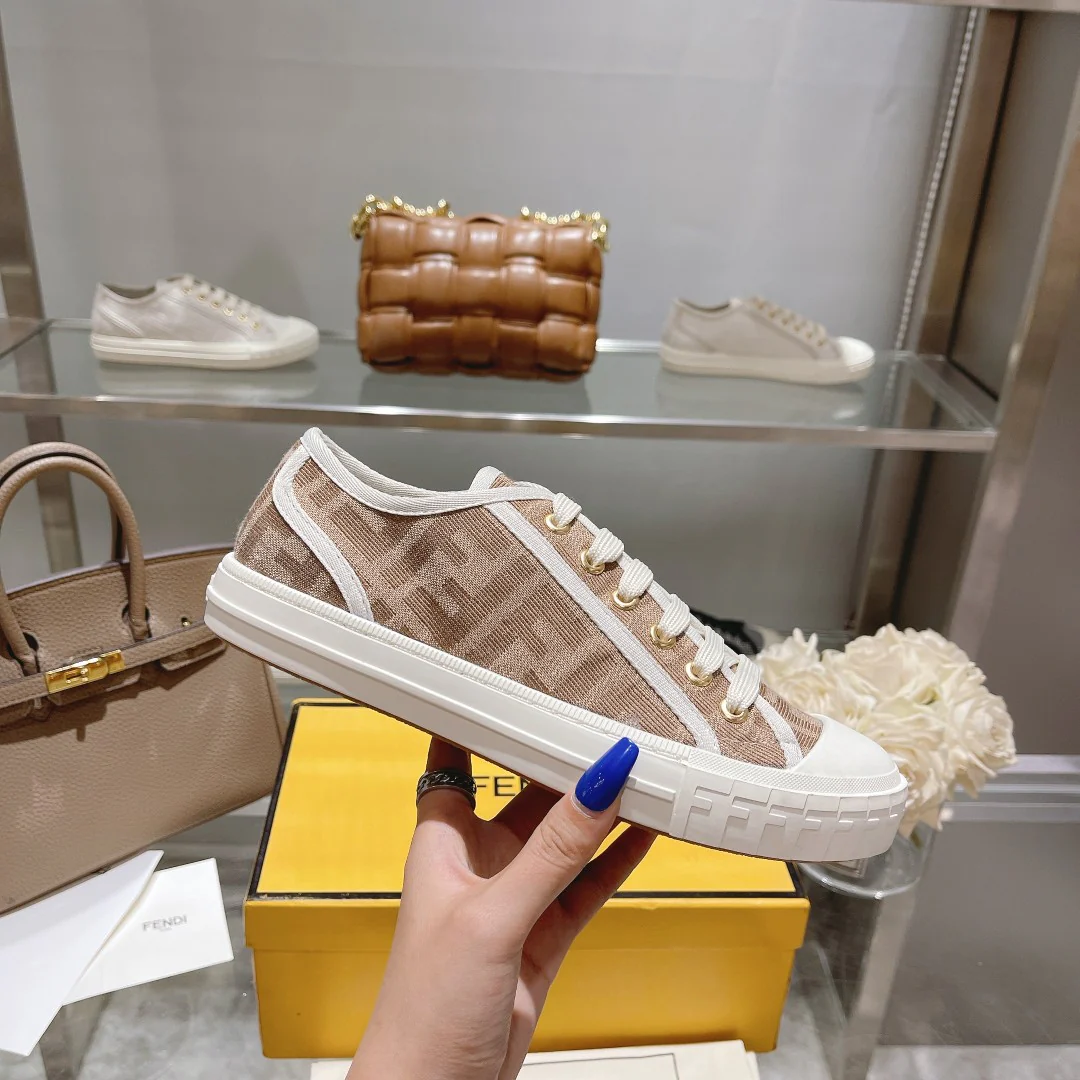 Fendi Unisex Beige Monogram Sneakers For Timeless Luxury Casual Wear - Sneaker Replica Workshop