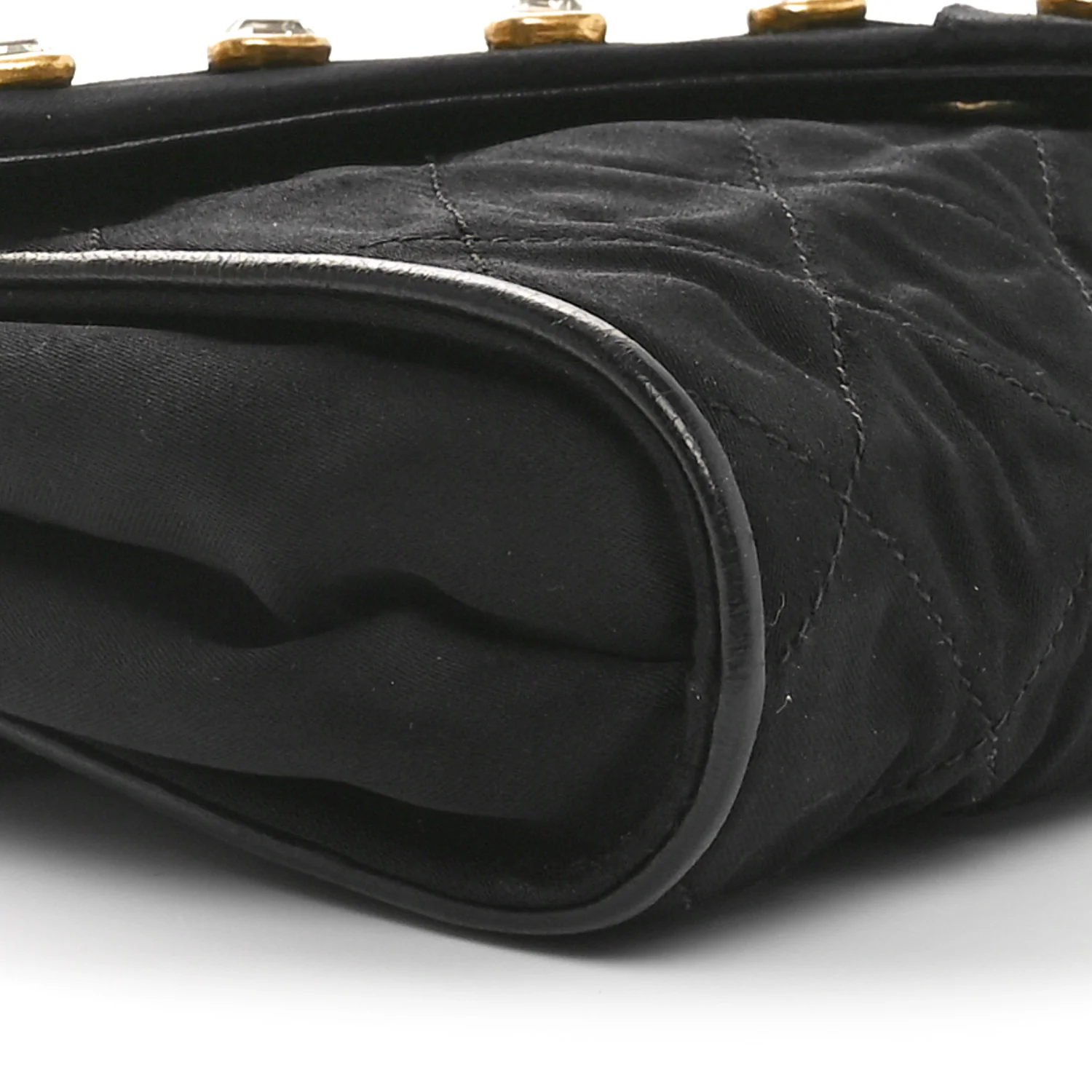 Fabric Quilted Crystal Envelope Small Flap Black - Top Club