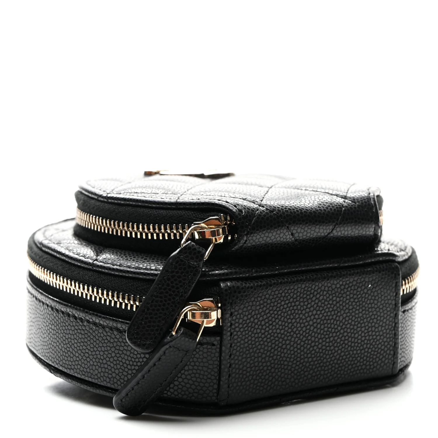 Caviar Quilted Round Coco Clutch With Chain Black - Top Club