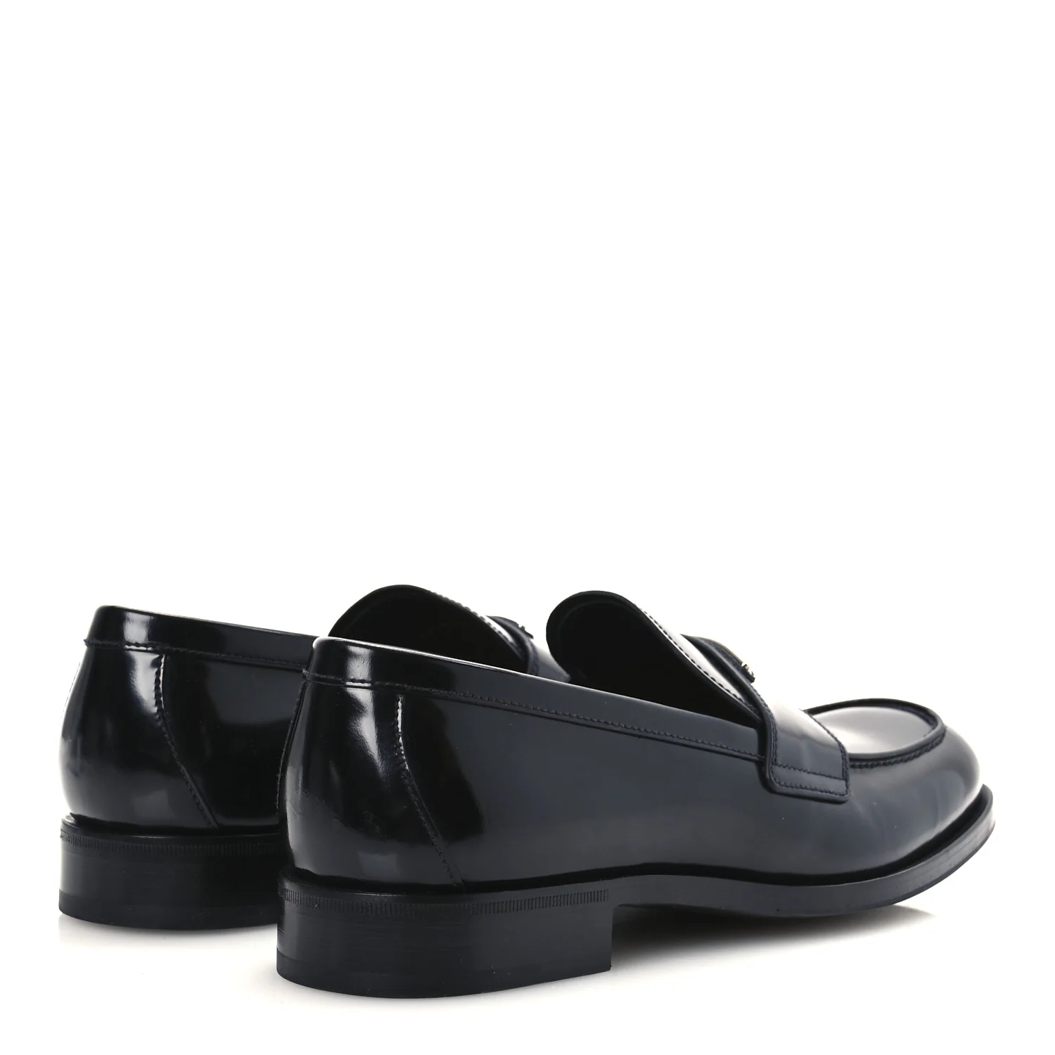 Spazzolato Fume Metal Triangle Logo Mens Loafers 8.5 Black - Top Club