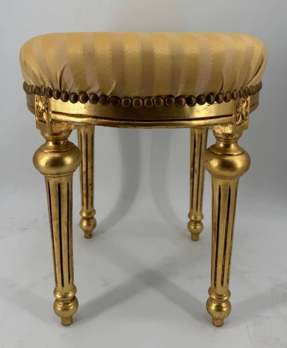 Baroque stool gold / antique gold H. 53 cm - Round baroque style stool