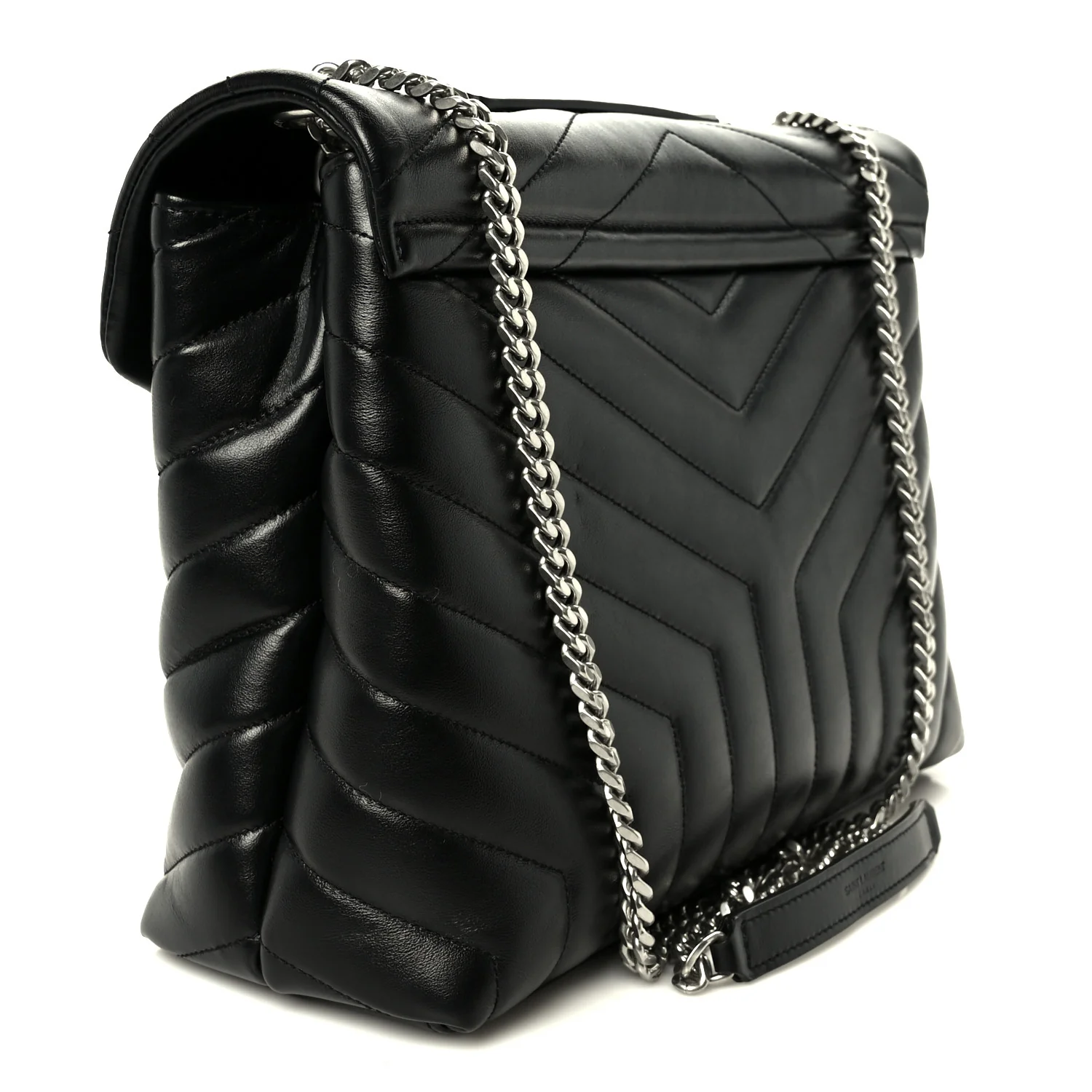 Calfskin Y Quilted Monogram Medium Loulou Chain Satchel Black - Top Club