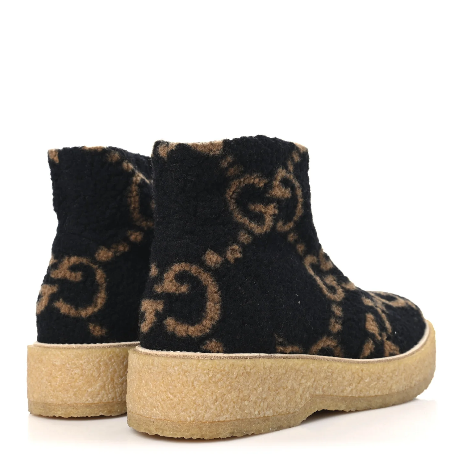 Faux Shearling Hooper GG Womens Ankle Boots 39 Black Natural Tan - Top Club