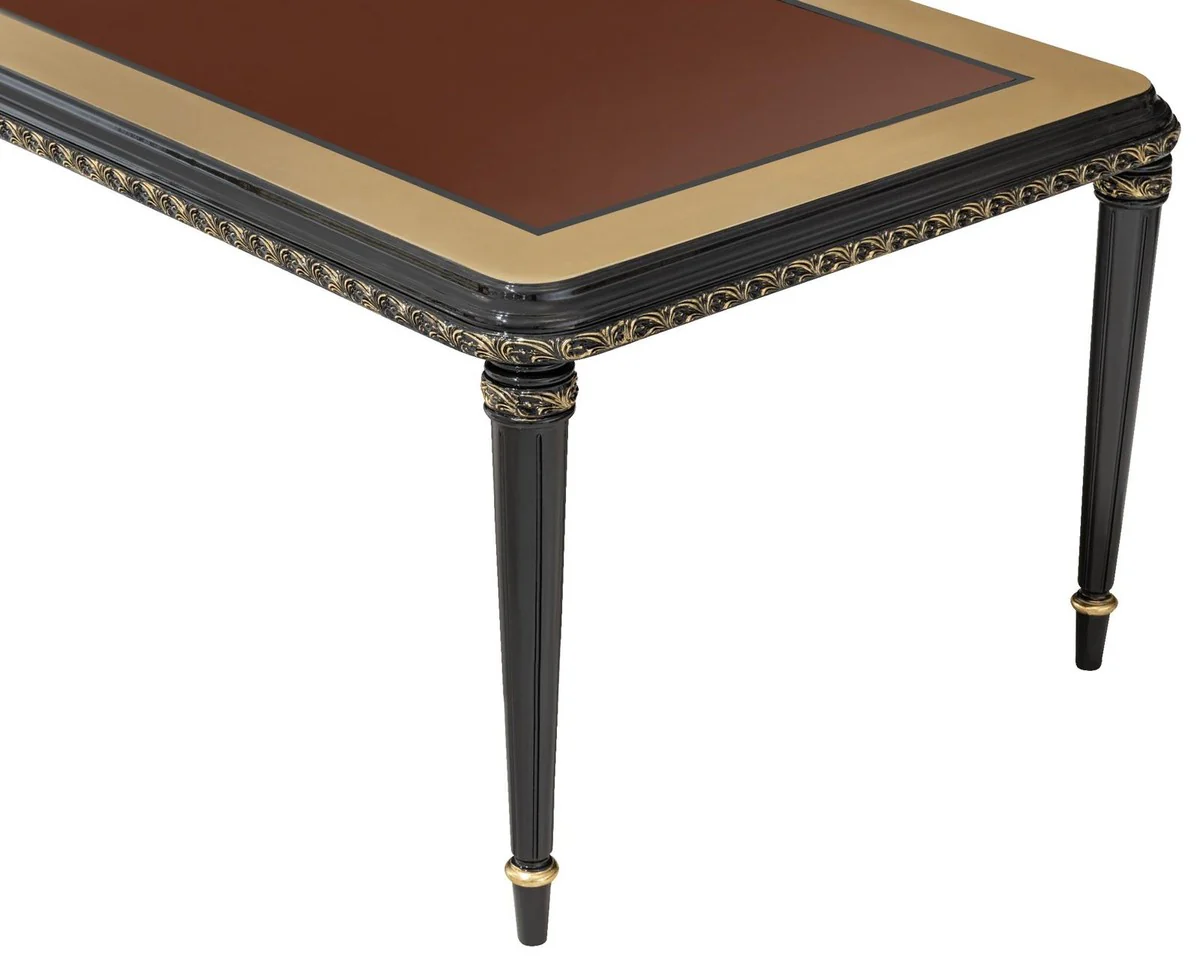 Luxury Baroque Dining Table Brown / Black / Gold - Rectangular Baroque Style Kitchen Table - Luxury Dining Room Furniture in Baroque Style - Baroque Dining Room Furniture - Baroque Furnishings