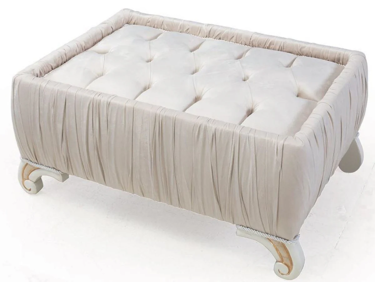 Luxury baroque side table light pink / white / gold 91 x 63 x H. 42 cm - living room furniture