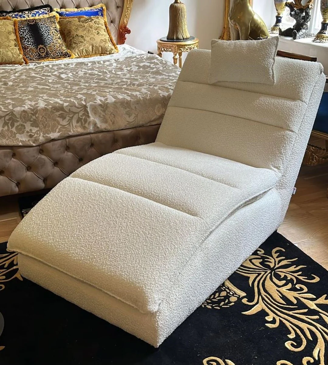 Luxury chaise longue with pillow white 170 cm
