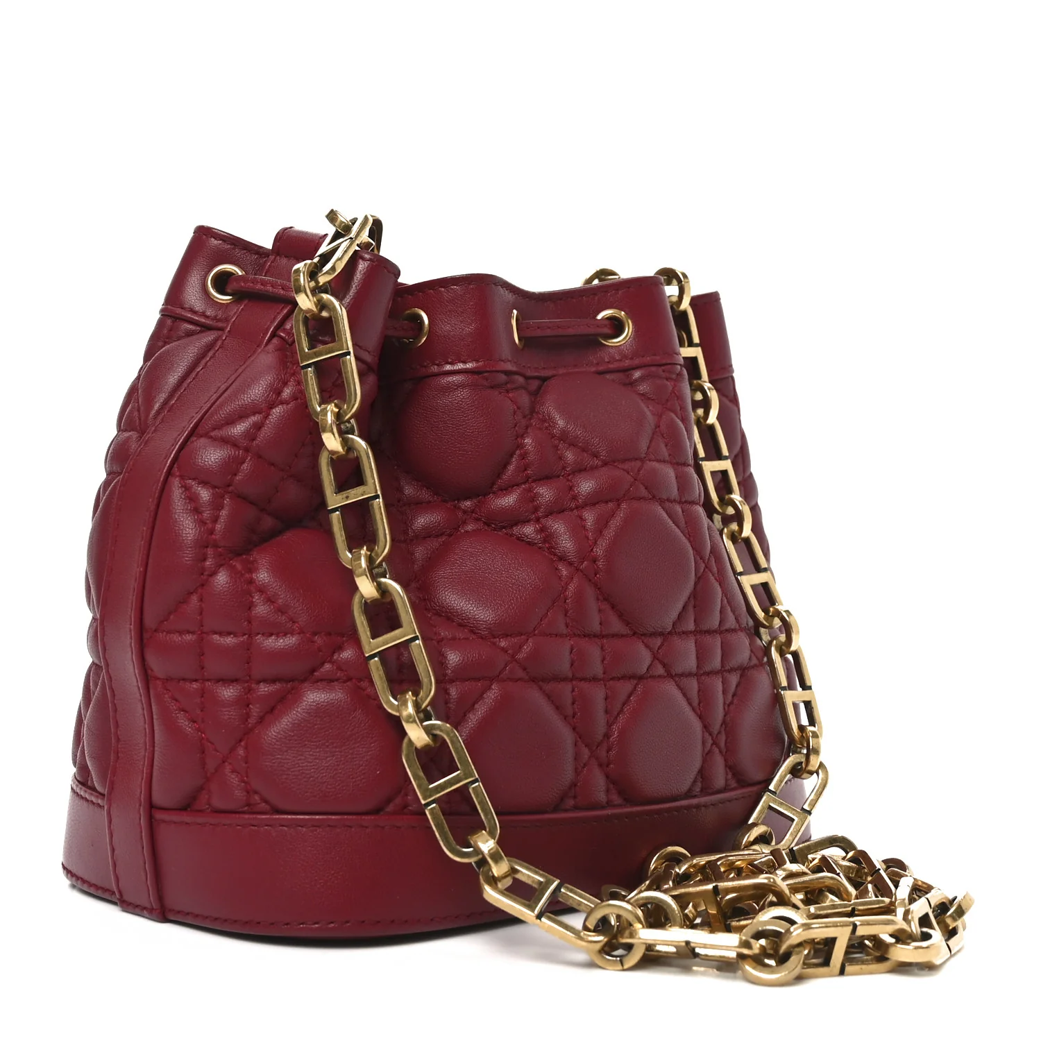 Lambskin Cannage Miss Dior Bucket Bag Cherry Red - Top Club