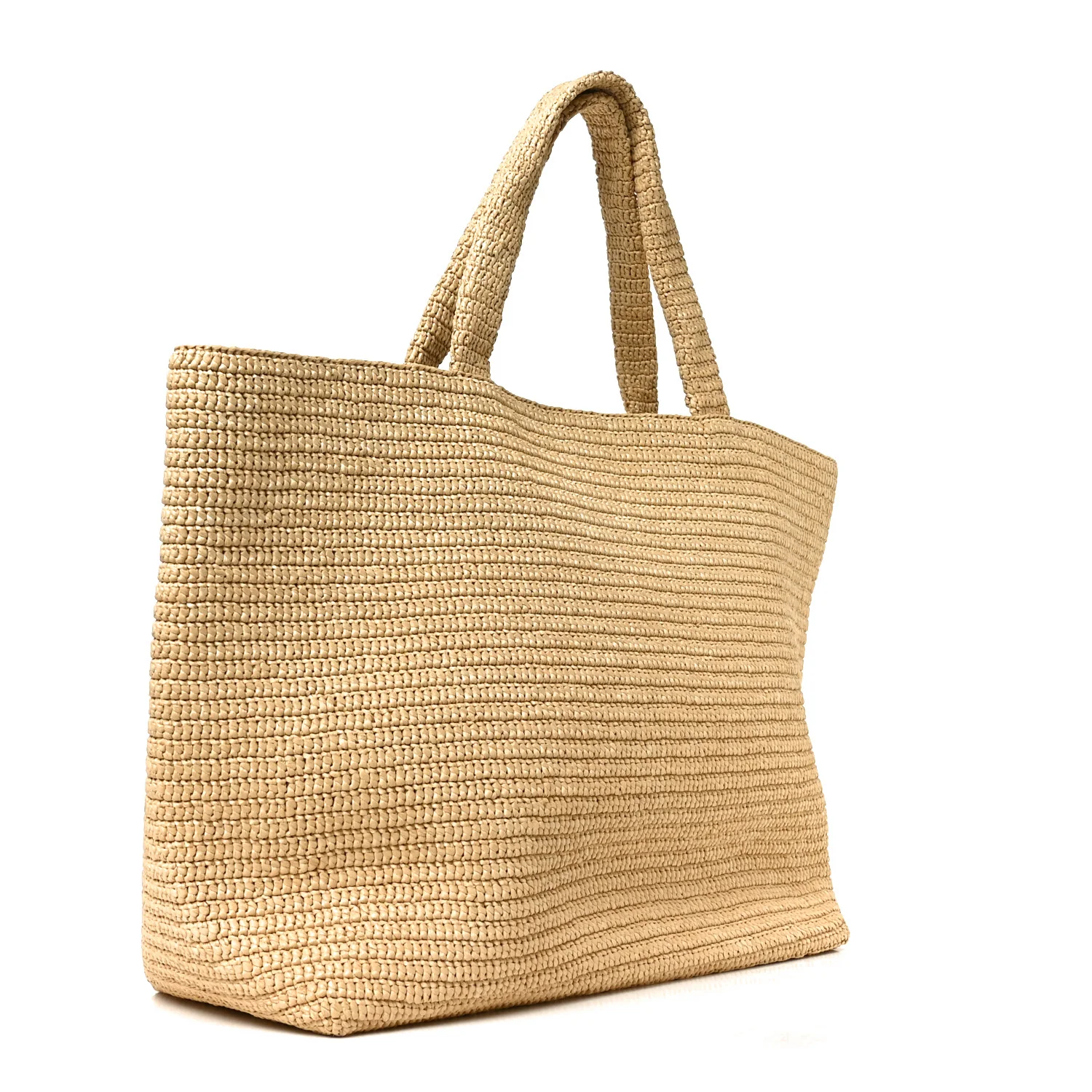 Raffia Logo Tote Naturel - Top Club