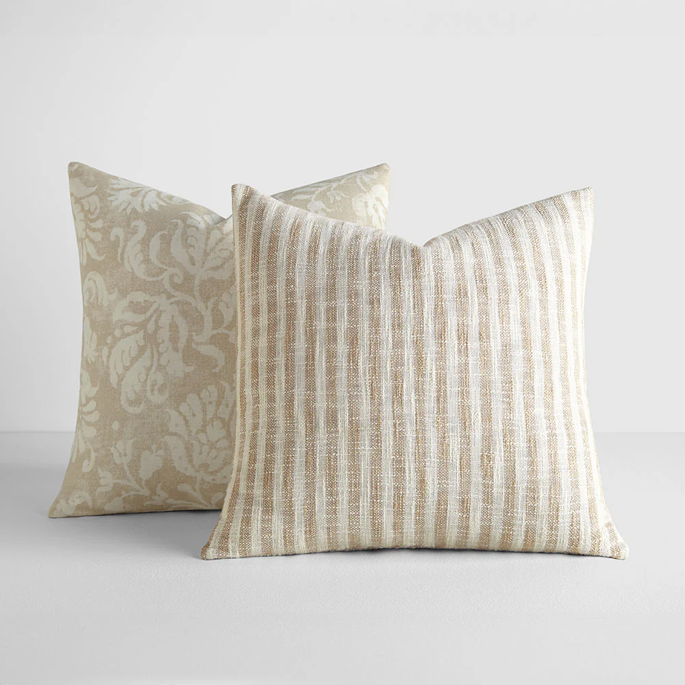 2-Pack Yarn-Dyed Bengal Stripe / Distressed Floral Décor Throw Pillows (Sale)