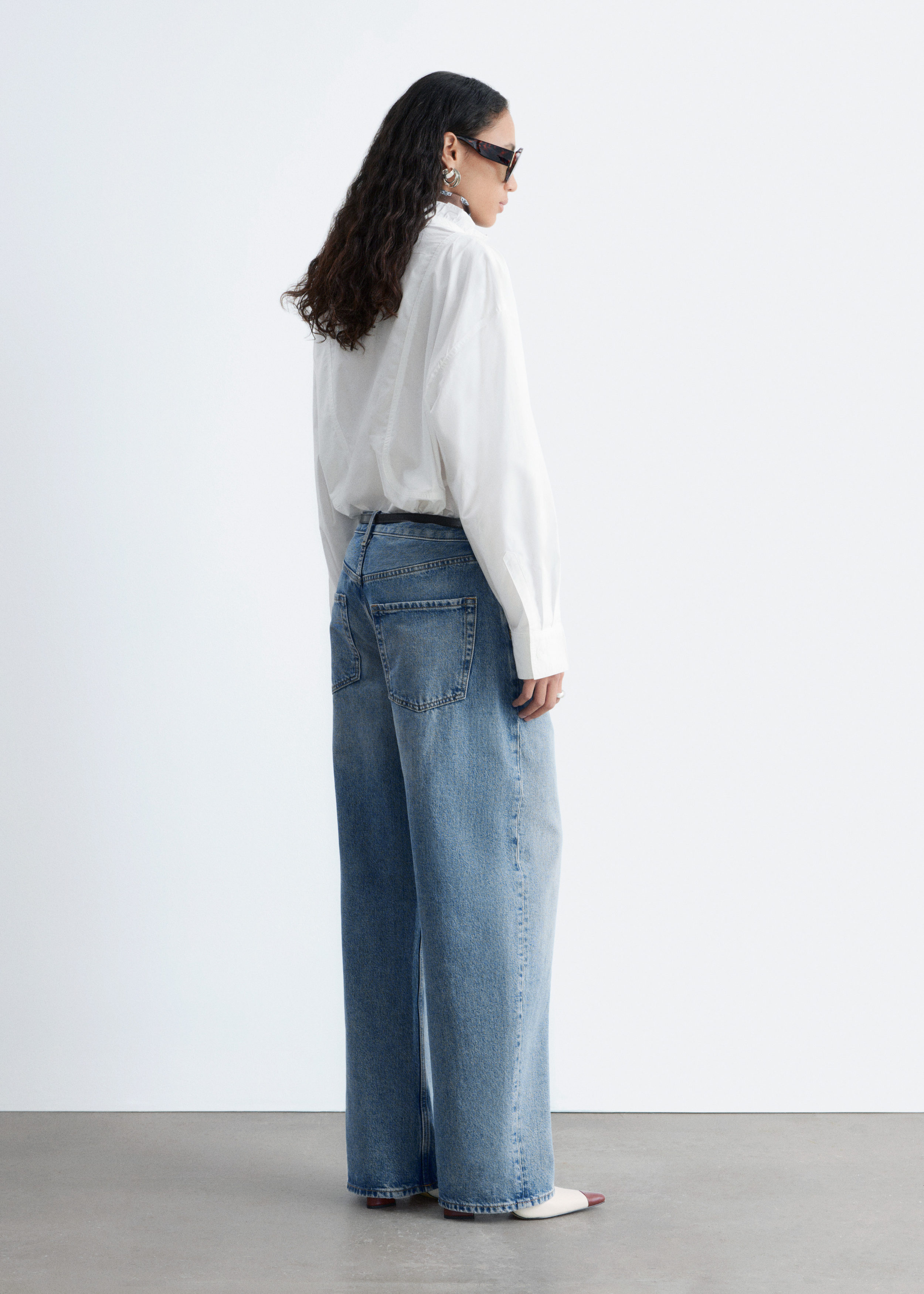 & Other Stories LONG STAND-COLLAR COTTON SHIRT