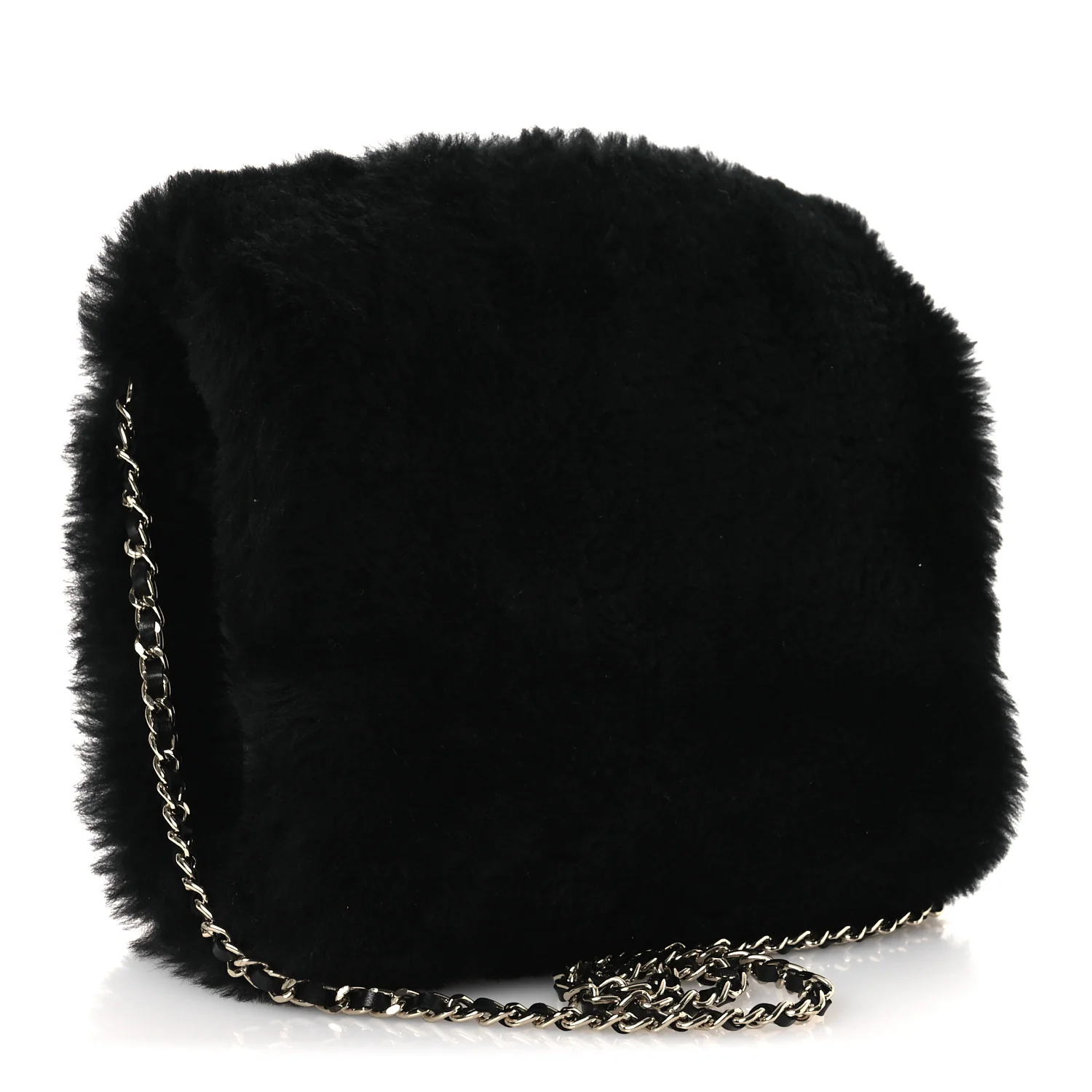 Muff Shearling Lambskin Bag Black Ecru - Top Club