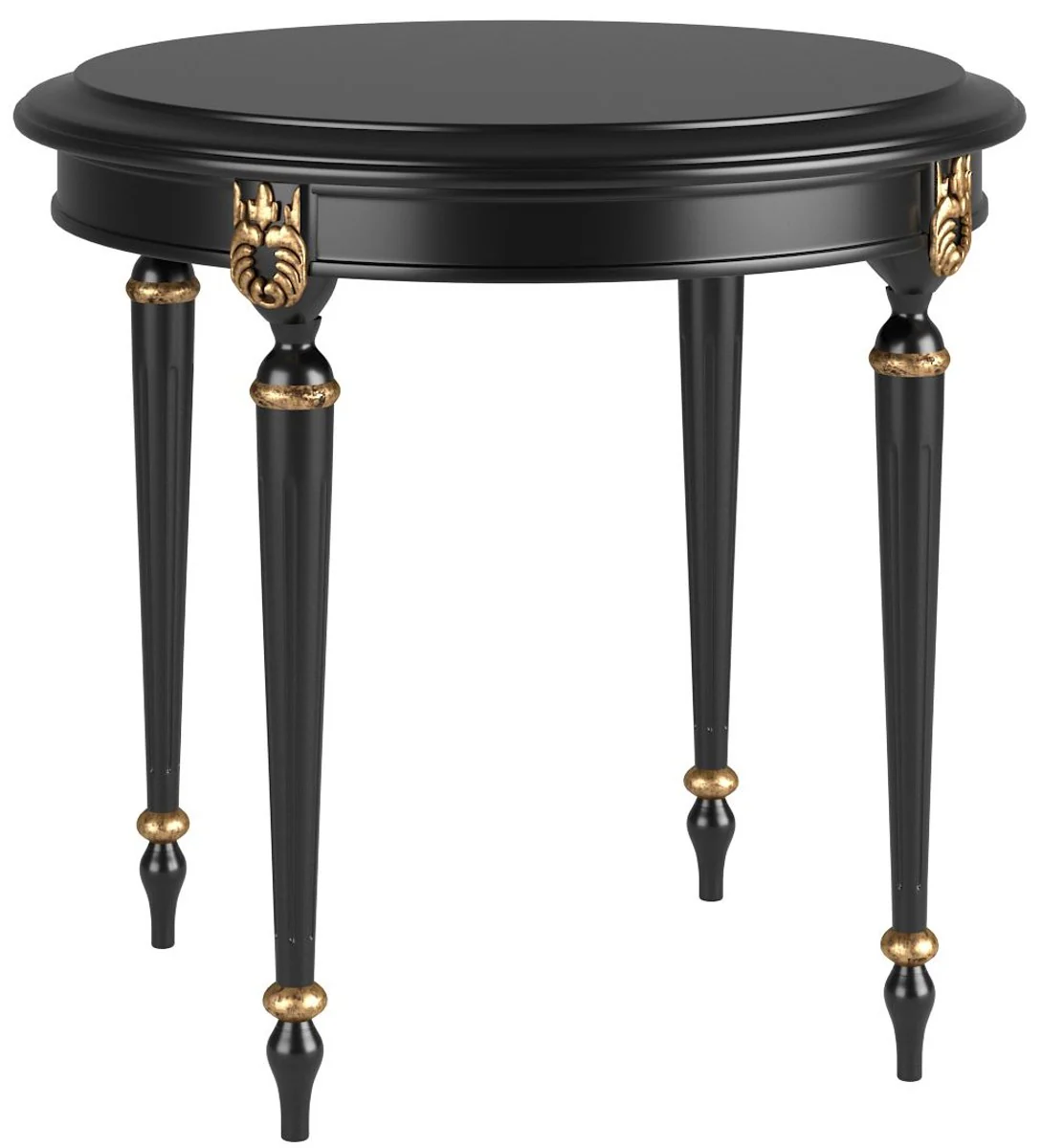 Luxury baroque side table black / antique gold Ø 60 x H. 60 cm - Noble round table in baroque style - Baroque living room furniture