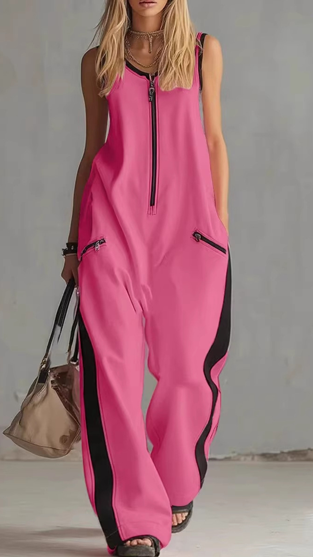 Women's Color-Block Cotton Jumpsuit - Nordfashionstorm - Women's Clothing, Fashion for You - Nordfashionstorm.com