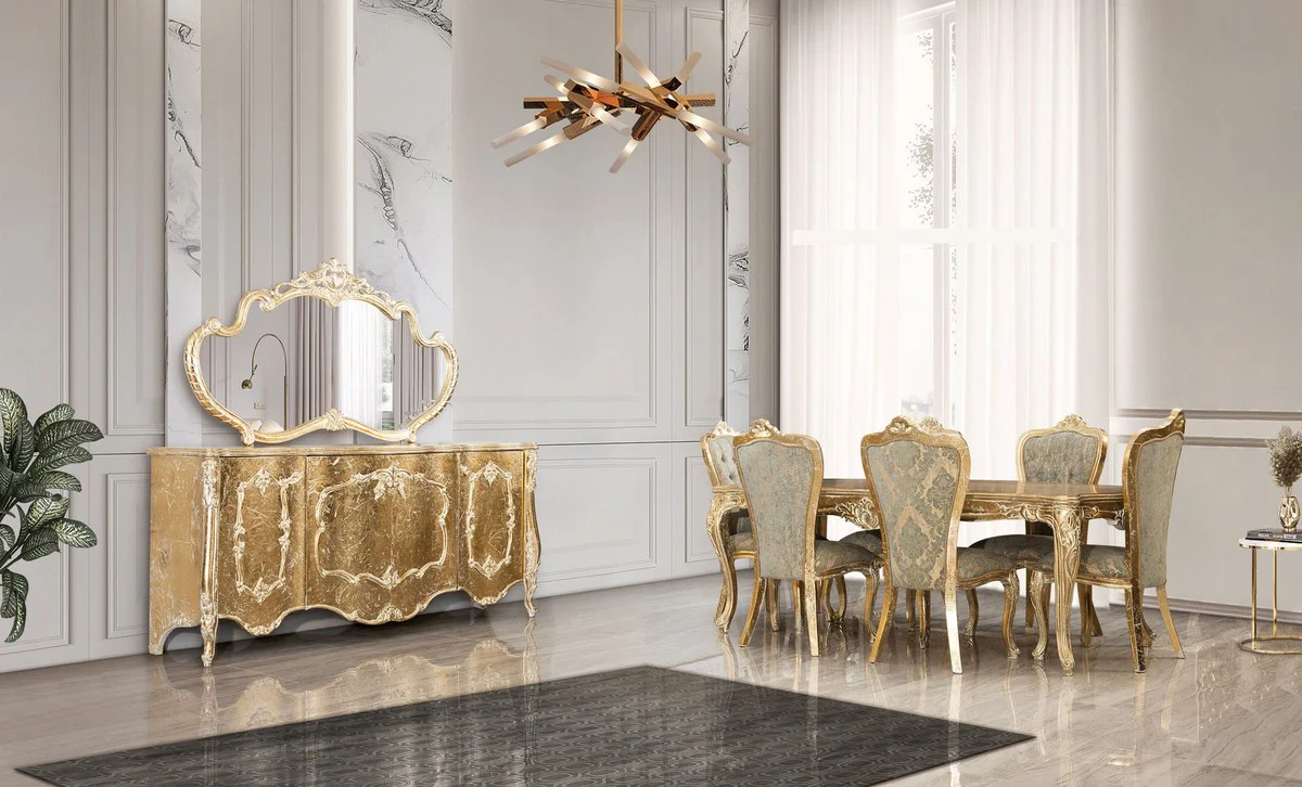 Luxury Baroque Dining Table Antique Gold - Rectangular Baroque Style Kitchen Table - Luxury Dining Room Furniture in Baroque Style - Baroque Dining Room Furniture - Baroque Furnishings