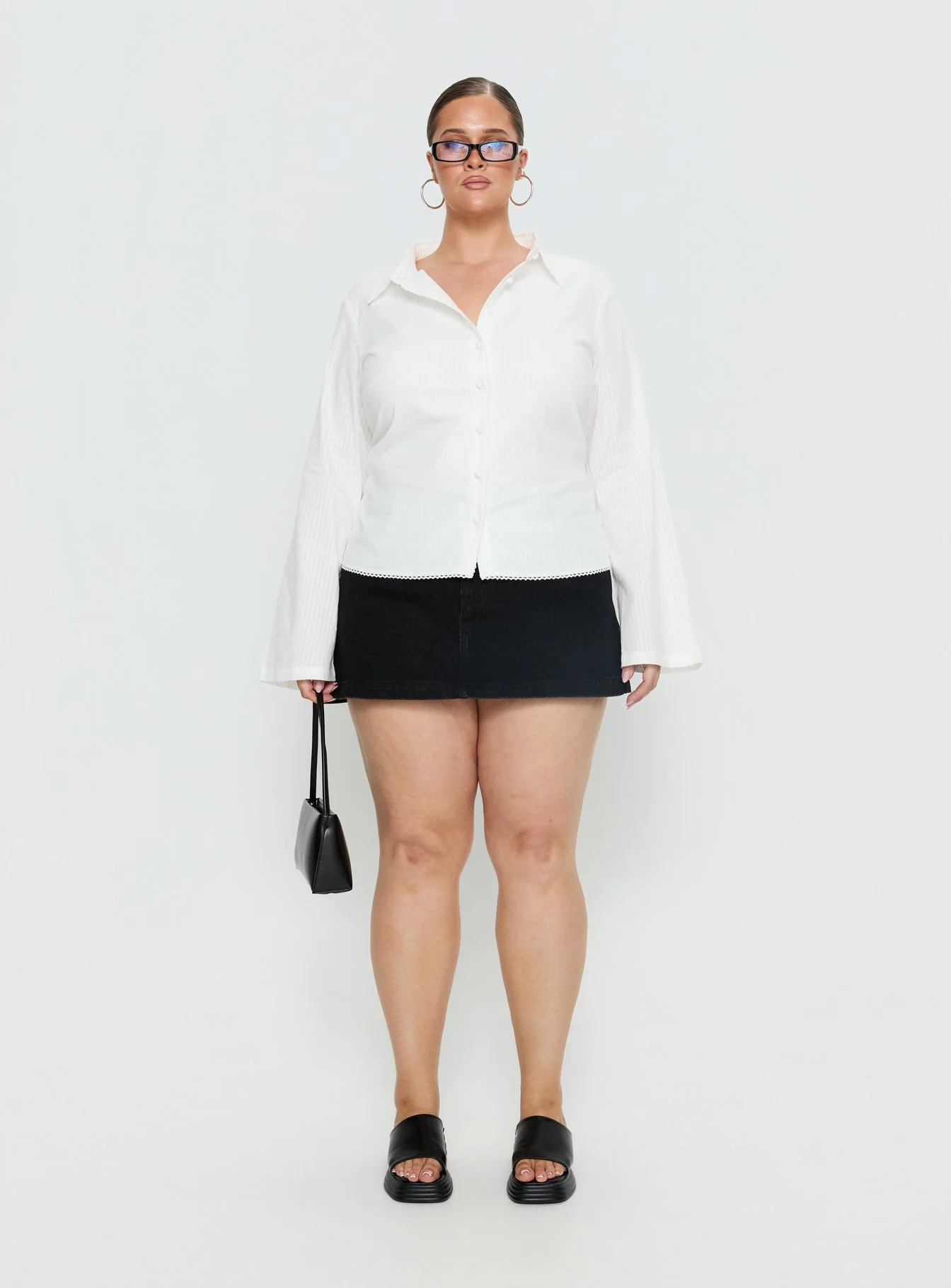 Emersonne Button Up Top White Curve