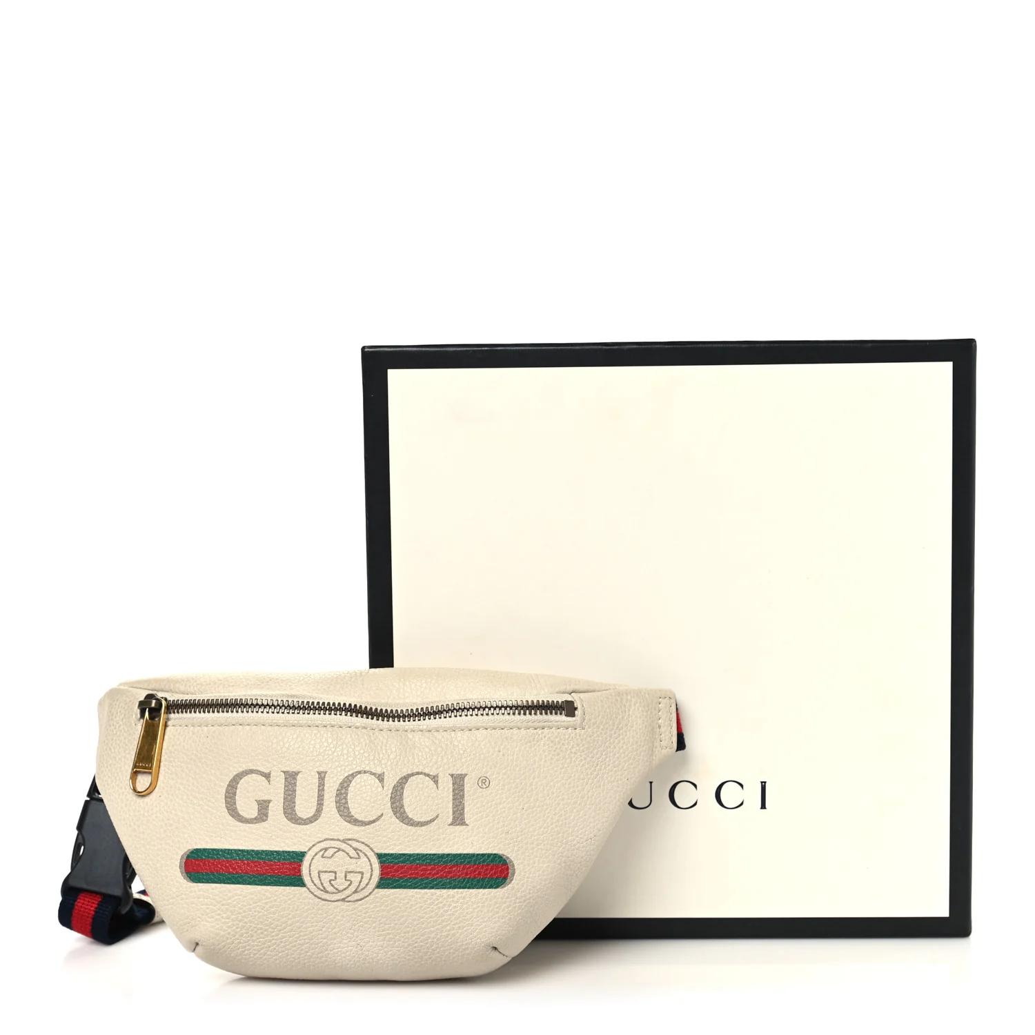 Grained Calfskin Small Logo Belt Bag White - Top Club