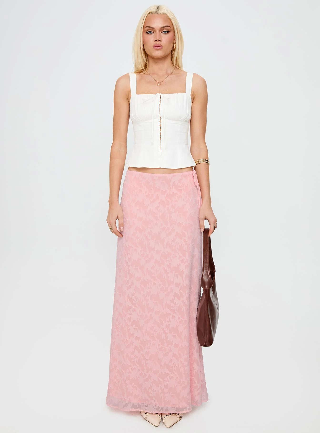 Youthful Spirit Lace Maxi Skirt Pink