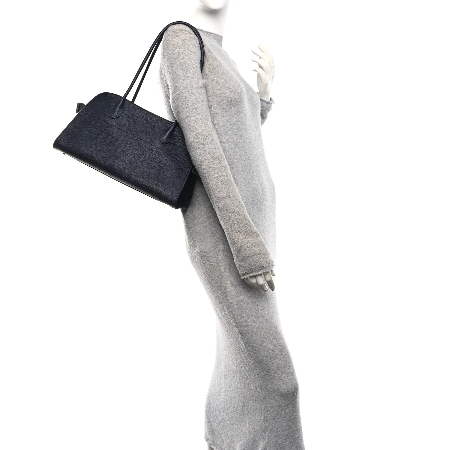 Matte Grained Calfskin Margaux Shoulder 12 Marine