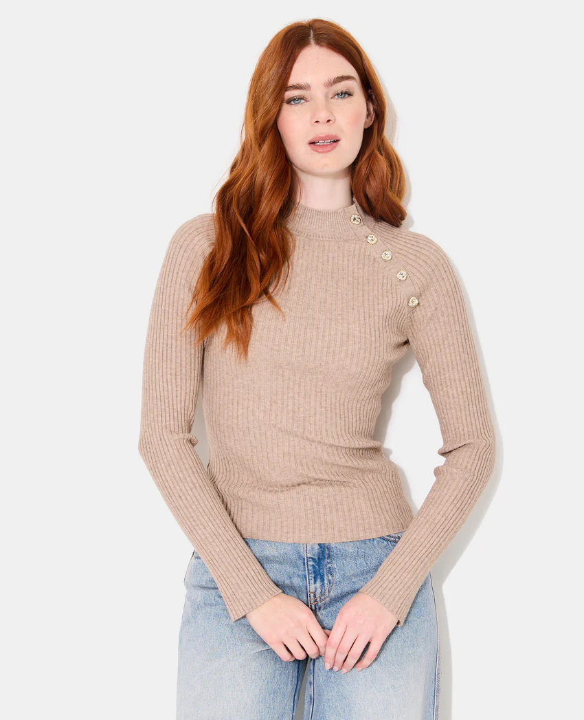 Pimkie Pull moulant en maille côtelée avec boutons