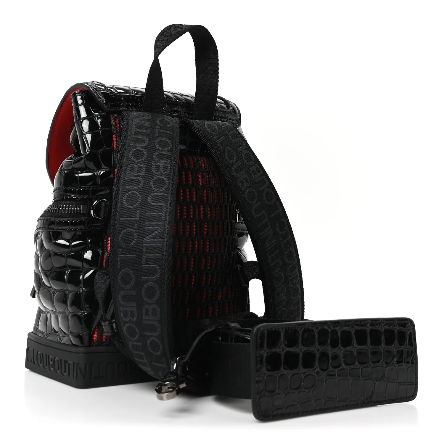 Calfskin Alligator Embossed Small Explorafunk Backpack Black - Top Club