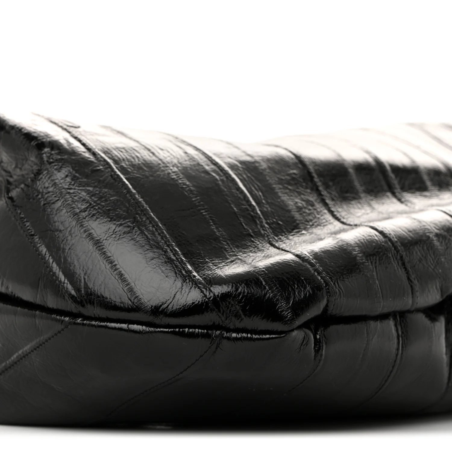 Glossy Calfskin Eelskin Embossed Medium Olivia Hobo Black - Top Club