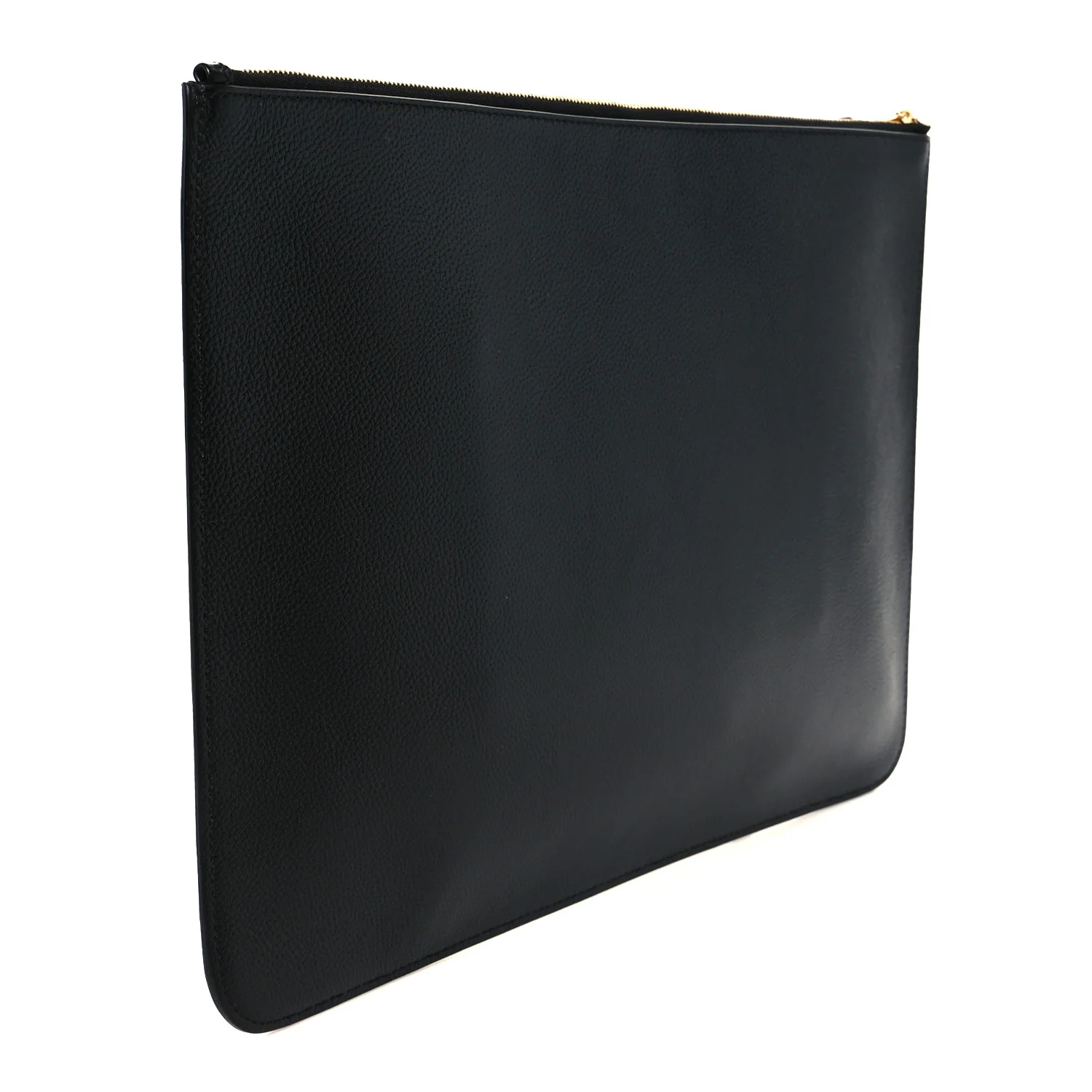 Calfskin Logo Large Cash Pouch With Handle Black White - Top Club