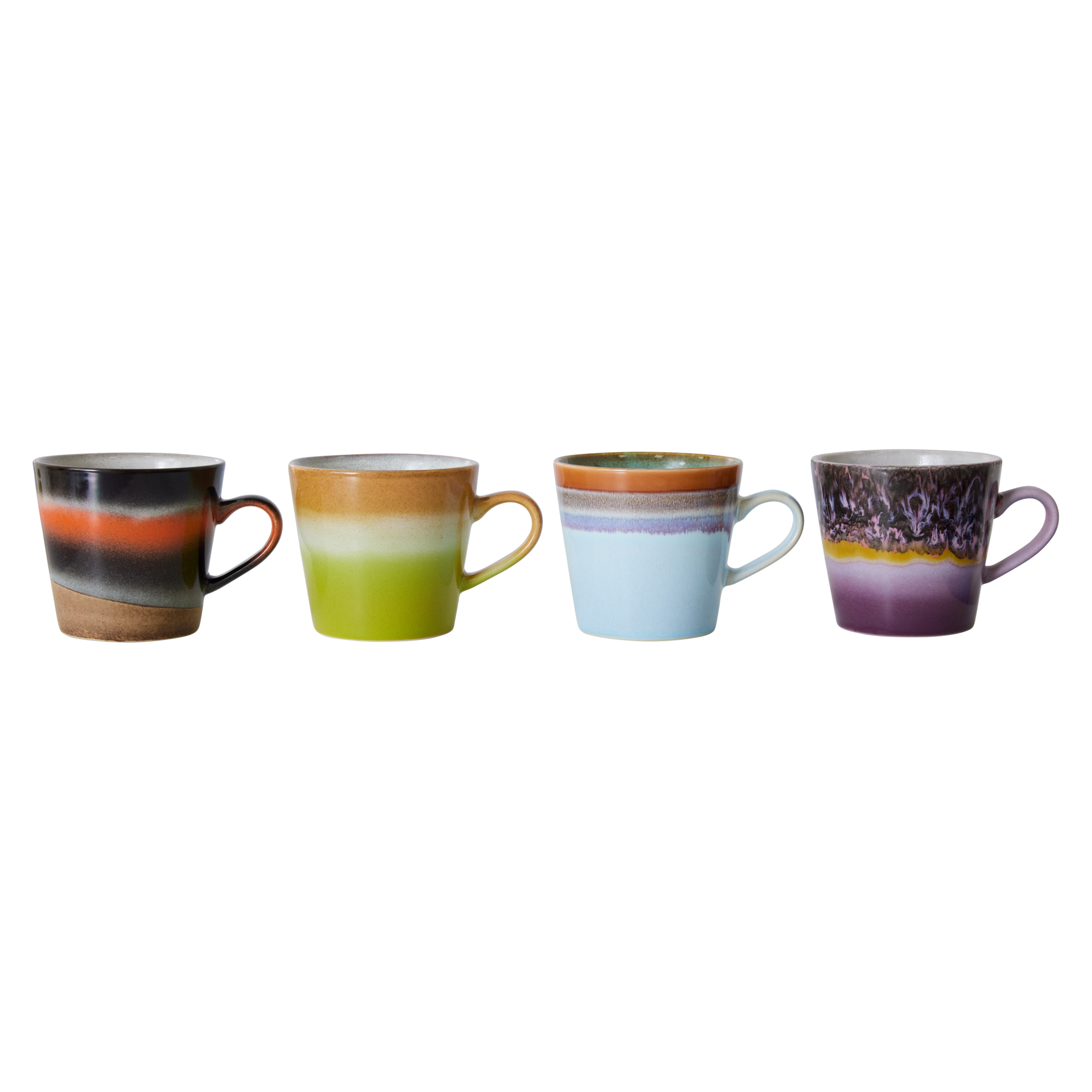 Servies 70's Ceramics Cappuccino mok Solid - set van 4