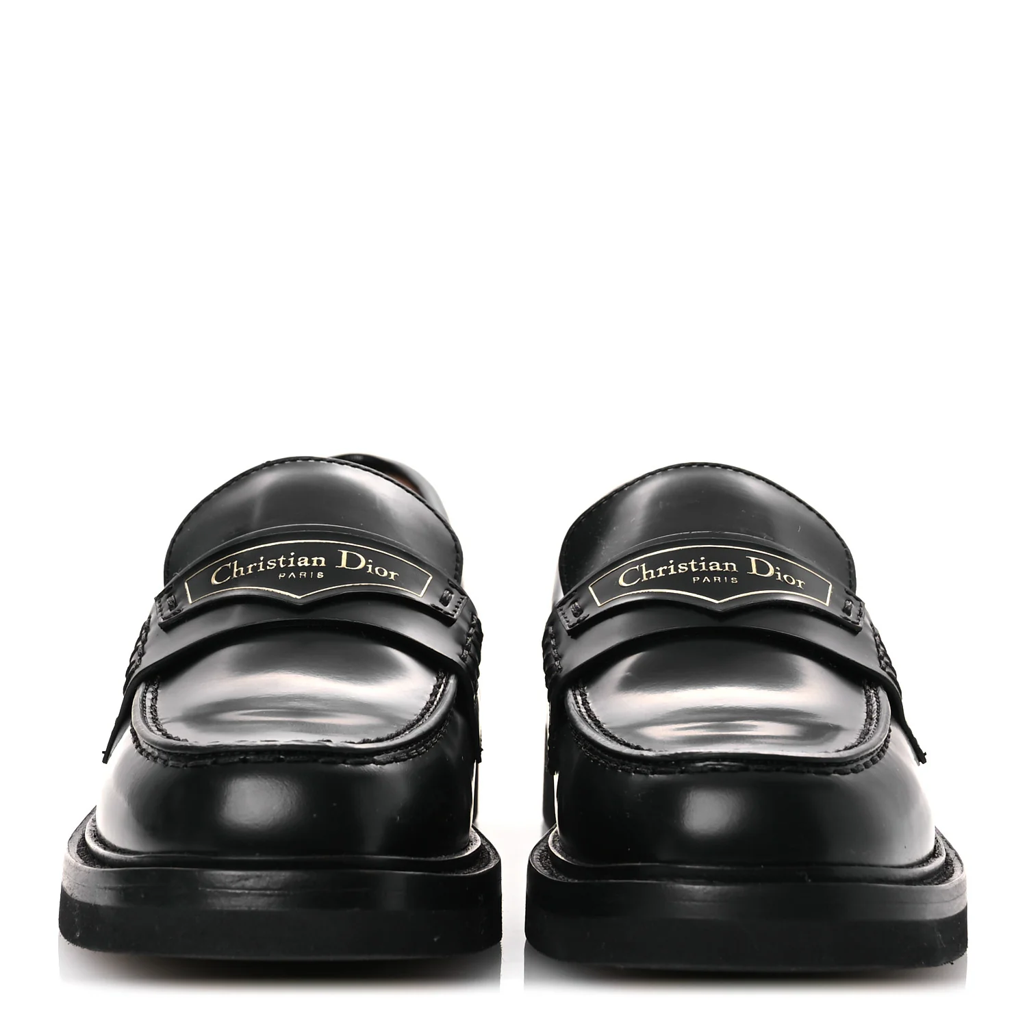 Brushed Calfskin Boy Platform Loafers 35.5 Black - Top Club