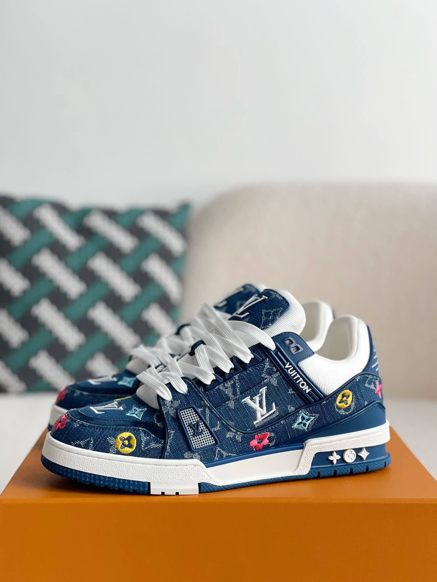 Louis Vuitton LV Trainer Blue Denim Sneaker - Sneaker Replica Workshop