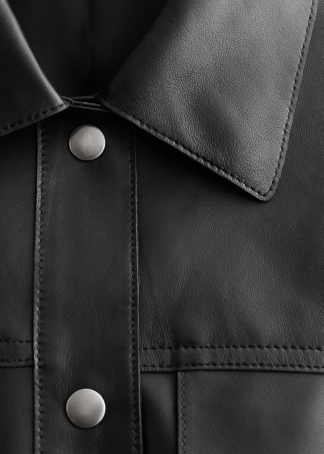 & Other Stories DRAWSTRING-WAIST LEATHER JACKET