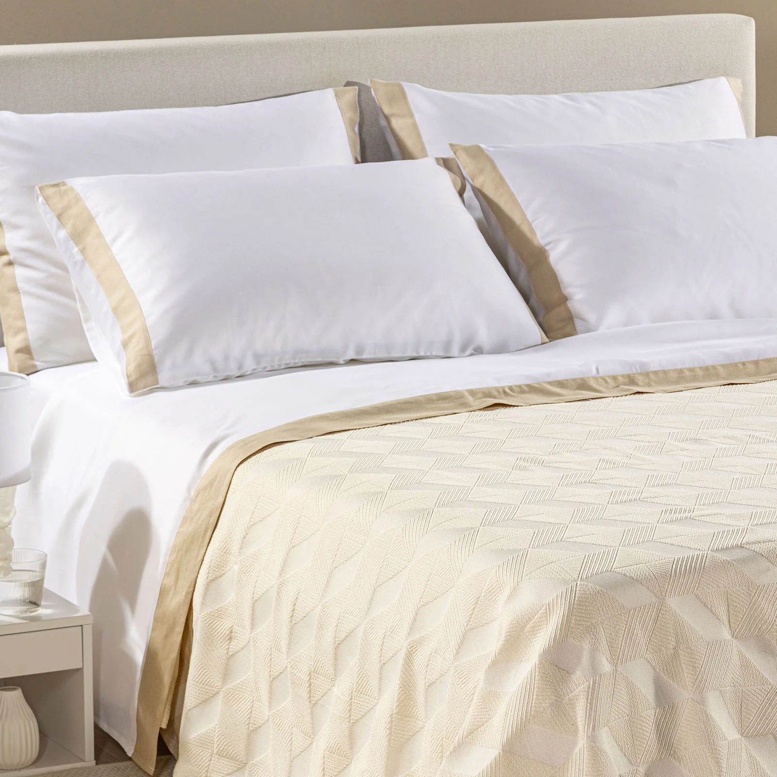 Copriletto Non Trapuntato In Cotone Rapallo Matrimoniale Avorio Primanatura