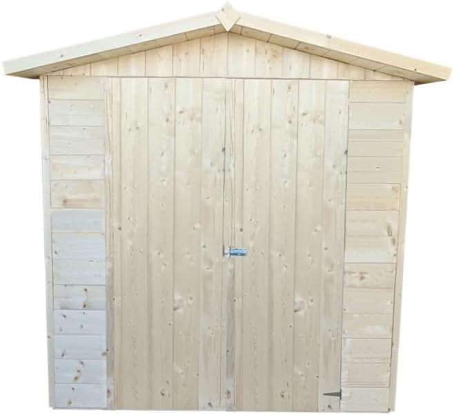 Casetta mis 202 x 154 cm in legno porta doppia + Pavimento + copertura in guaina ardesiata rossa