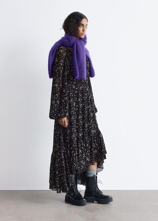 & Other Stories LONG-SLEEVE FRILLED MAXI DRESS