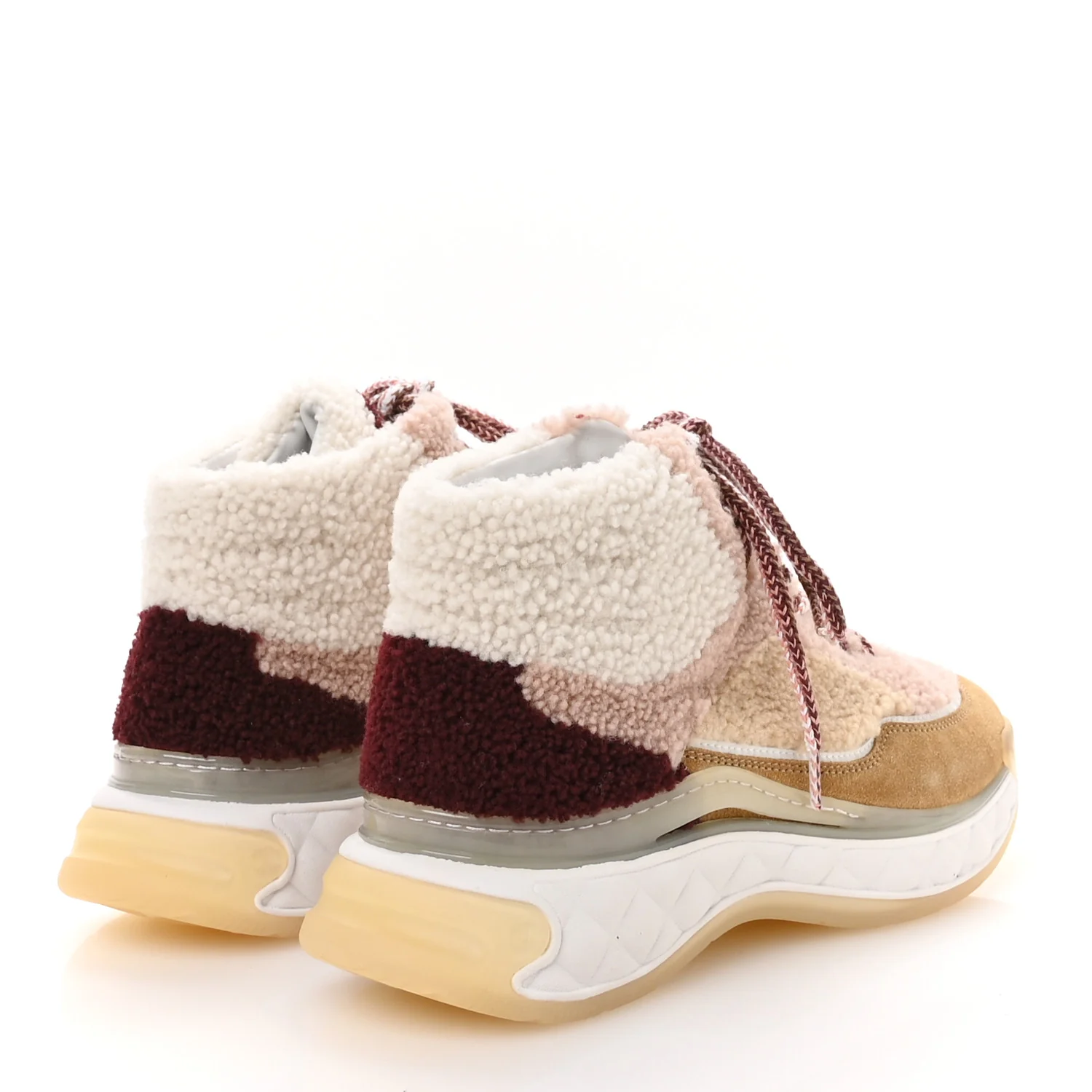 Shearling Suede CC High Top Sneakers 40 White Pink - Top Club