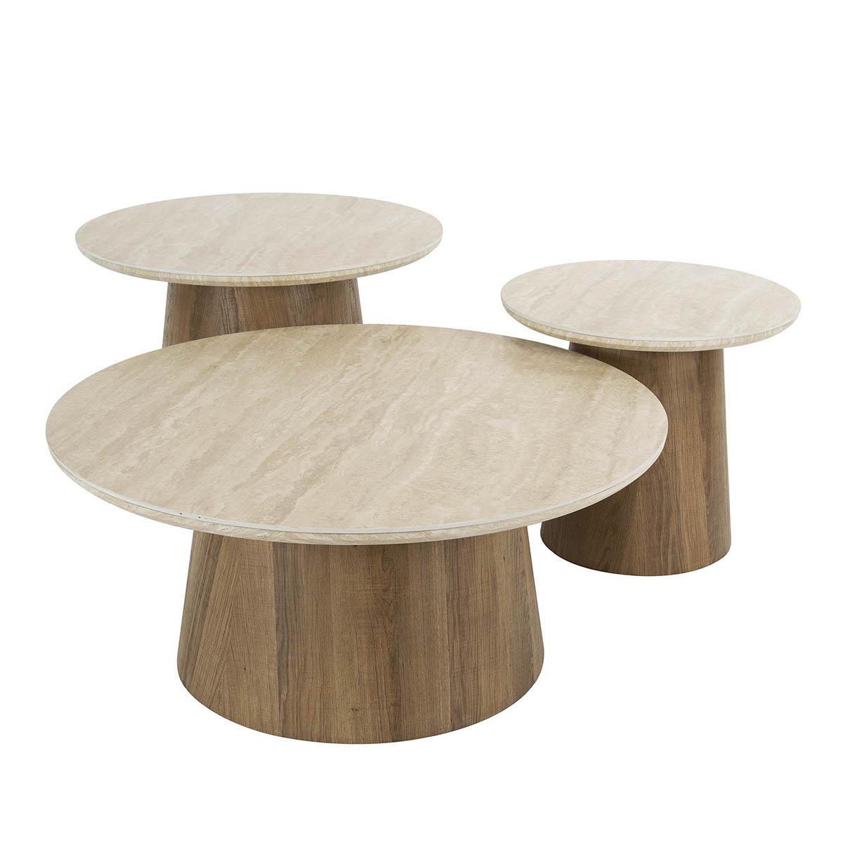 Salontafel Limestone Rond Trio