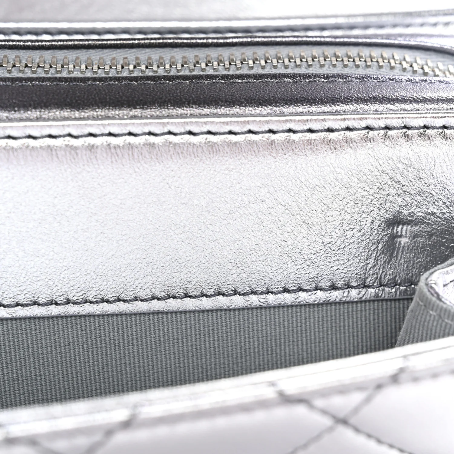 Metallic Lambskin Like A Wallet Flap Silvery Black - Top Club