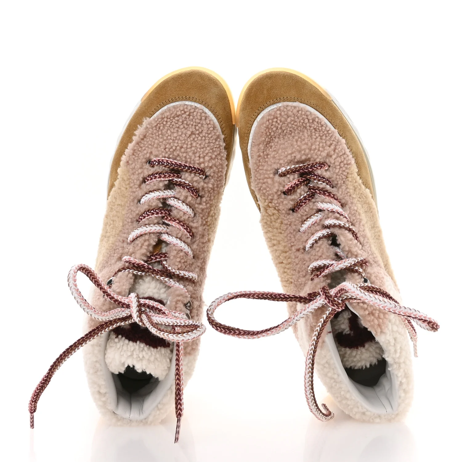 Shearling Suede CC High Top Sneakers 40 White Pink