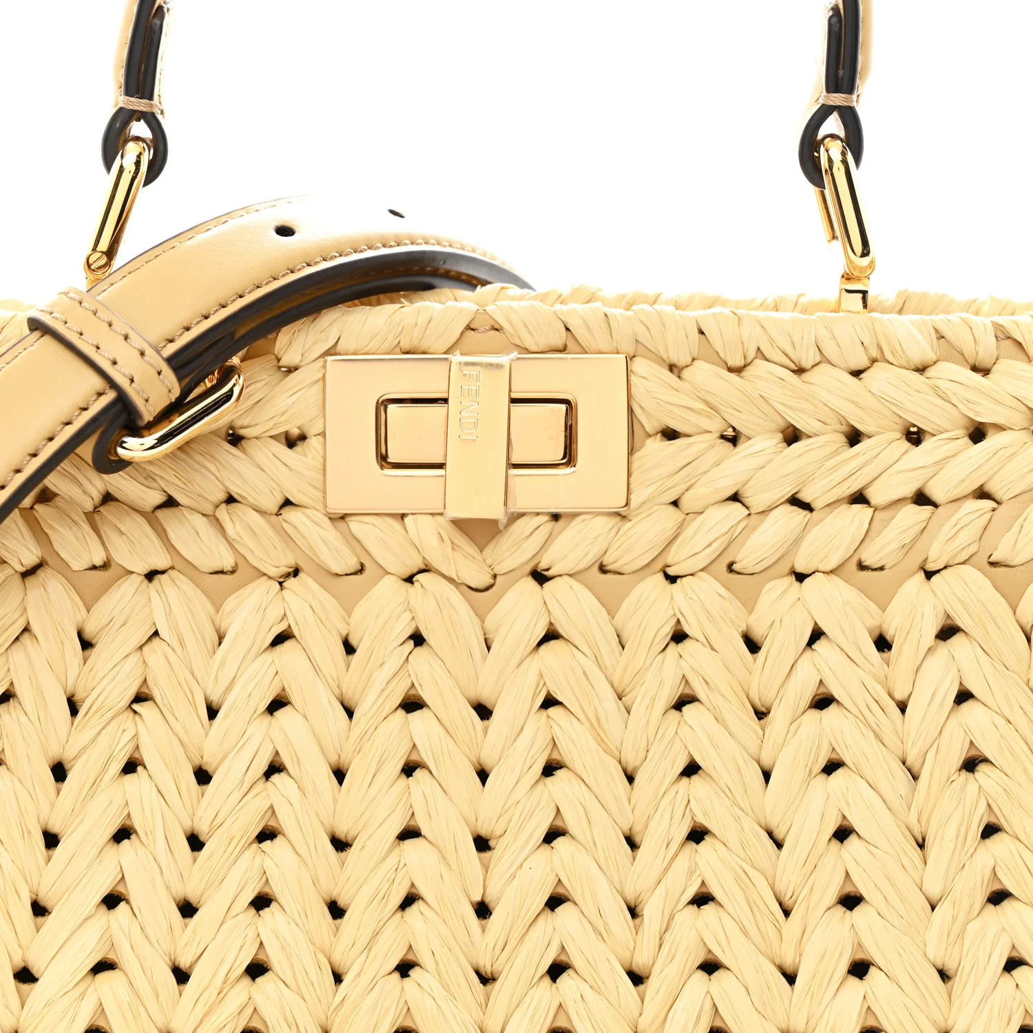 Raffia Embroidered Vitello King Shiny Nappa Intreccio Small Peekaboo I SEE U Satchel Sahara - Top Club