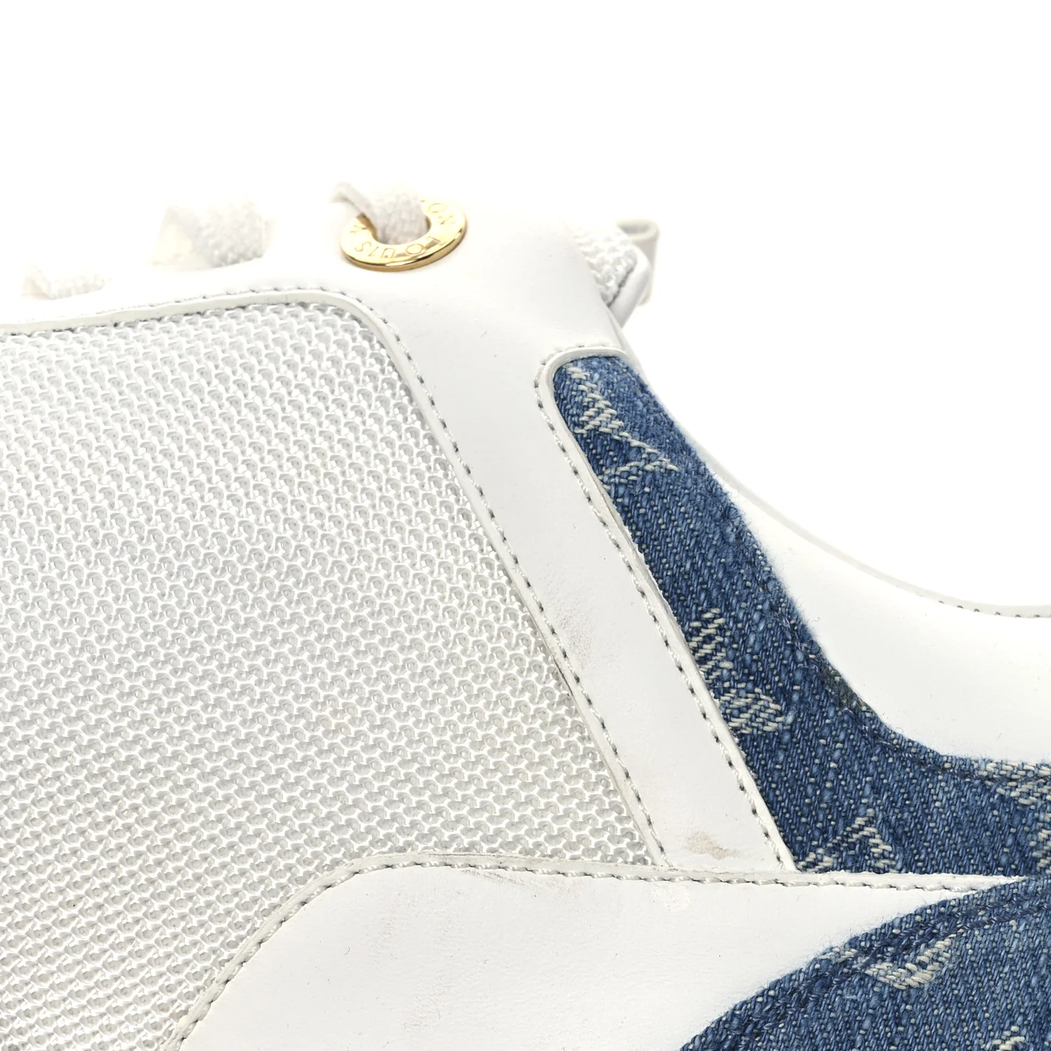Calfskin Monogram Denim Run Away Sneakers 39 White - Top Club